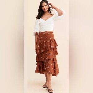 FARM Rio Brown Embroidered Horse Skirt - SZ Small